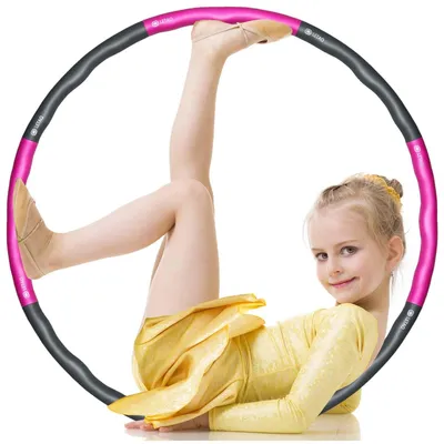 Produktbild von Hula-Hoop Reifen Fitnessreifen - 6 Segmente - Abnehmbar - 70 cm - Rosa Grau