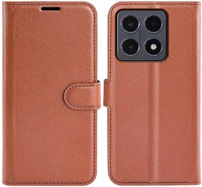 Produktbild von Hülle für Xiaomi 15T - Phonesta Litchi Skin Book Wallet Klapphülle - Braun