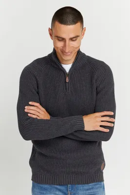 Produktbild von SOLID SDXenox Herren Strickpullover Troyer Grobstrick Pullover mit Stehkragen 100% Baumwolle Regular fit