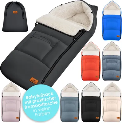 Produktbild von KIDIZ® Babyfußsack Baby Fußsack Winterfußsack Babyschale mit Reißverschluss Kuschelsack Babydecke Kinderwagen waschbar verschließbarer Kopfteil ,Tasche, passend für alle Kinderwagen, Farbe:Anthrazit
