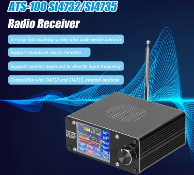 Zdjęcie produktu dla ATS-100 SI4732/SI4735 Pełnozakresowy odbiornik radiowy FM SSB (LSB i USB) obsługujący wyszukiwanie transmisji z 2,4-calowym ekranem dotykowym