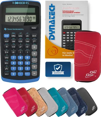 Produktbild von TI-30 ECO RS Taschenrechner mit Schutztasche rot und Fachbuch