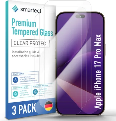 Produktbild von 3x Schutzglas Panzerfolie Klar für iPhone 17 Pro Max Displayschutz Hartglas Glas