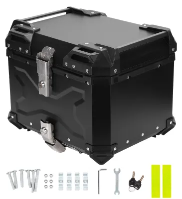 Produktbild von Top Case 45L Motorradkoffer aus Aluminiumlegierung, wasserdicht stoßdämpfend, Doppelverriegelungsdesign, mit 2 Schlüsseln, eflektierender Aufkleber