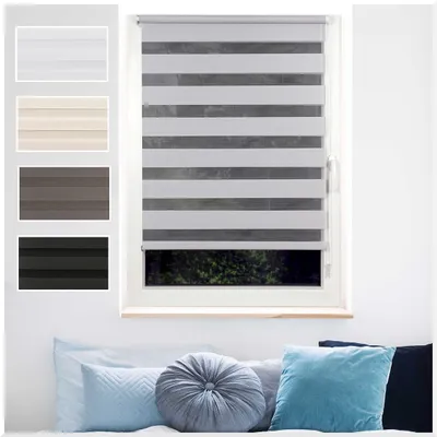 Produktbild von Fensterrollo Doppelrollo Klemmfix ohne Bohren mit Seitenzug Farbe: Grau, Größe: 140x160 cm