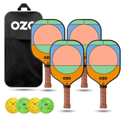Image de OZO Pickleball - Ensemble comprenant 4 raquettes, 4 balles et une sacoche - Niveau intermédiaire Jupiter