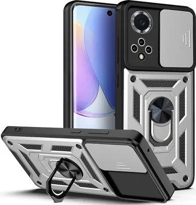 Produktbild von Honor 50 Hülle mit Ring Ständer Halter Dia Kameraschutz TPU Bumper Silikon Schutzhülle für Honor 50 Silber