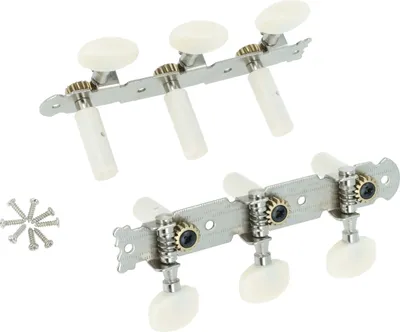 Produktbild von vhbw Stimmwirbel Mechaniken Pegs 3R3L für Gitarre, Konzertgitarre - Gitarrenwirbel, Stimmmechanik, 10 mm Aufnahme Silber