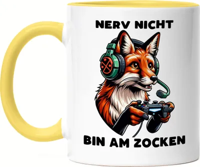 Produktbild von Nerv nicht Bin am zocken Fuchs Tasse Gelb - Geschenk für Kinder