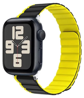 Immagine prodotto di Per Apple Watch SE 2023 44 mm Cinturino in silicone magnetico bicolore giallo
