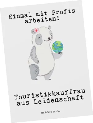 Produktbild von Mr. & Mrs. Panda Postkarte Touristikkauffrau Leidenschaft - Weiß - Geschenk, Ansichtskarte, Ansichtskarten, Fotokarte, Grußkarte, Postkarten