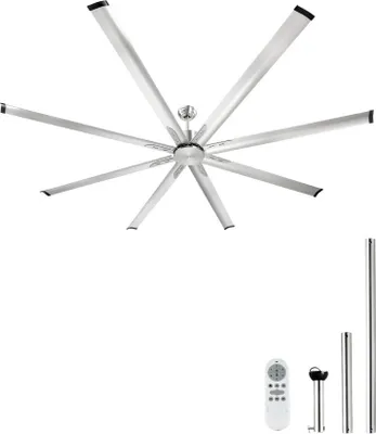 Obrázok produktu pre 54W stropný ventilátor bez svetla - diaľkové ovládanie, brúsený nikel, 8 lopatiek - prémiový ventilátor na chladenie interiéru