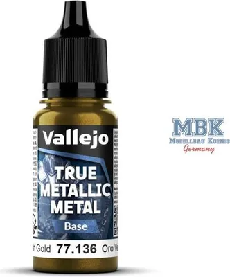 Imagen del producto de Base metálica "True Metallic" color verde dorado, modelo VA77136 de Vallejo