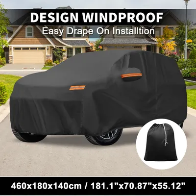 Image de Housse Voiture Pour Subaru Crosstrek 210D-Pu Housse Voiture Complššte Toutes Saisons ImpermšŠable Coupe-Vent Protection Soleil, Pluie, Neige Fermeture šŠclair Porte Conducteur Noir