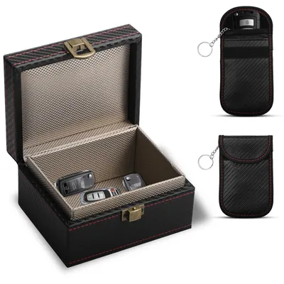Produktbild von Faraday Box Autoschlüssel Signalblocker Box - 2 Signalblockertaschen - 11,5 x 9,1 x 6,3 cm