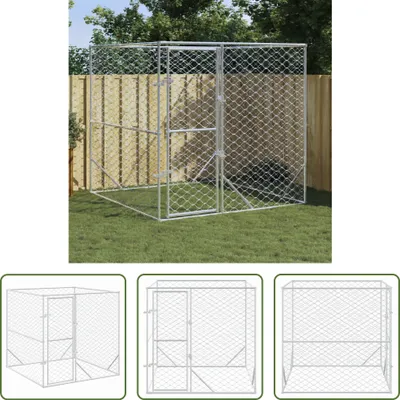 Produktbild von The Living Store Outdoor-Hundezwinger Silbern 2x2x2 m Verzinkter Stahl