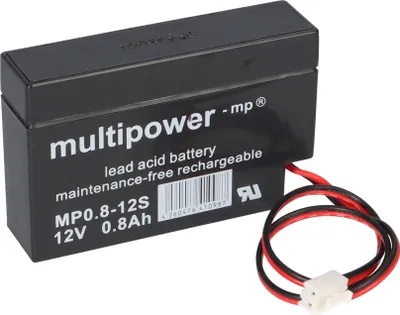 Obrázek produktu pro Multipower olověný akumulátor MP0.8-12JST Pb 12V 0,8Ah kabel s konektorem JST