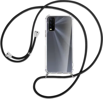 Produktbild von Handykette Backcover-Schutzhülle mit Band (Metall silberfarben) für vivo Y20s / Y11s - schwarz