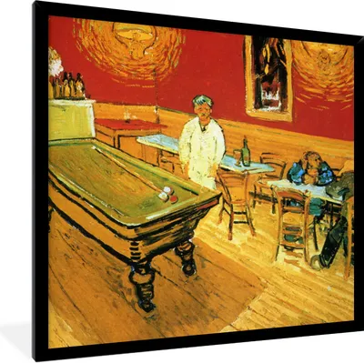 Produktbild von MuchoWow® Gerahmtes Poster Das Nachtcafé - Gemälde von Vincent van Gogh 40x40 cm - Poster mit Schwarzem Bilderrahmen Wandposter Rahmen Foto Bilder - Mit Rahmen - Wanddekoration Schlafzimmer