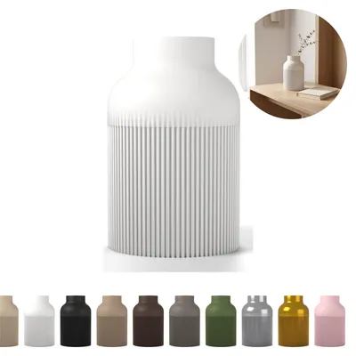 Image de Vase décoratif Hiku Japandi 17,6 cm, strié en PLA – Blanc