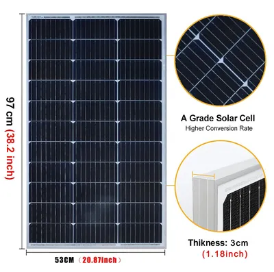 Zdjęcie produktu dla Panel słoneczny, 3 sztuki, 100 W każdy - monokrystaliczny krzem - moc 300 W - panel sztywny