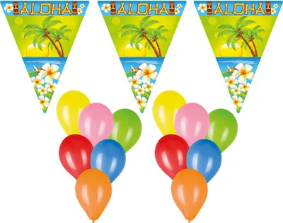 Produktbild von Deko Set Wimpelketten, Luftballons Hawaii Sommer Aloha 22 tlg. Größe: ohne Attribut