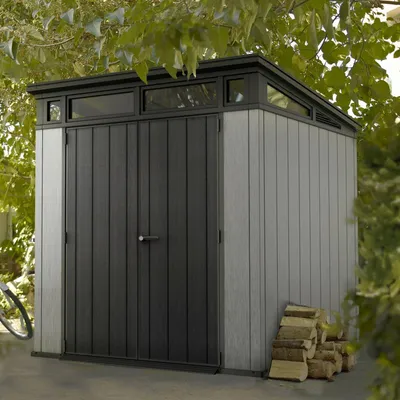 Immagine prodotto di Dmora Casetta da Giardino Cobourg 218x214x226h cm Grigio, Resistente Agli Agenti Atmosferici Presenza Finestre