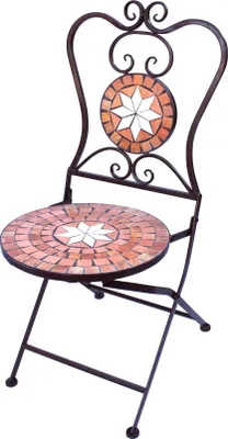 Zdjęcie produktu dla DanDiBo krzesło ogrodowe metalowa mozaika Merano krzesło 12002 H-95 cm metalowe krzesło śródziemnomorskie odporne na warunki atmosferyczne krzesło bistro meble ogrodowe składane krzesło z kamieniem naturalnym