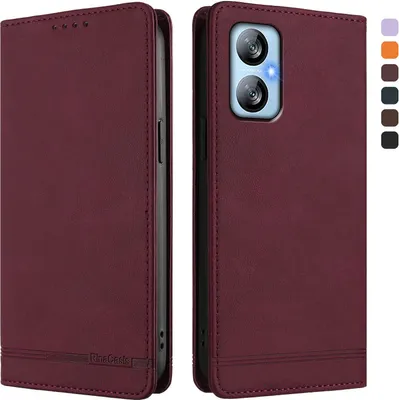 Image de Etui pour Blackview A52 / A52 Pro, étui rétro en cuirPolyuréthaneavec support et fentes pour cartes de crédit Rouge