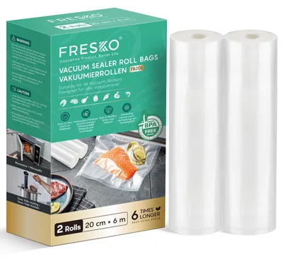 Vakuumrollen 20 x 600 cm, 2 Rollen, BPA-frei, für Sous-Vide & Gefrieren