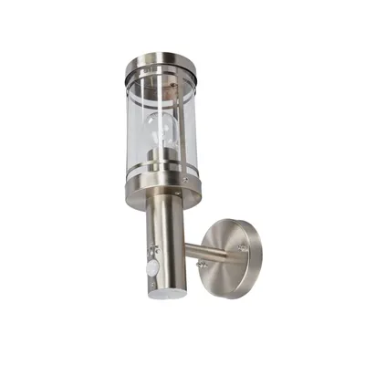 Produktbild von Lindby Außenwandlampe Djori, Sensor, aluminiumfarben, E27