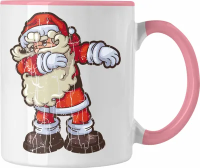 Produktbild von Trendation - Weihnachten Tasse Weihnachtsmann für Kinder Weihnachtstasse Lustig Geschenk Becher Jungs Jungen Mädchen Cute Grafik (Rosa)