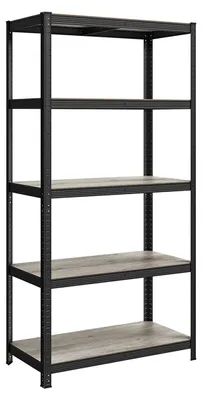 Produktbild von Verstellbares Lagerregal – Stahl- und MDF-Regal – 50 x 100 x 200 cm – Greigeschwarz