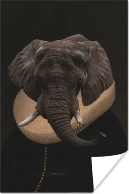 Produktbild von MuchoWow® Poster Alte Meister - Ölgemälde - Elefant 40x60 cm - Plakate für die Wand - Poster Babyzimmer