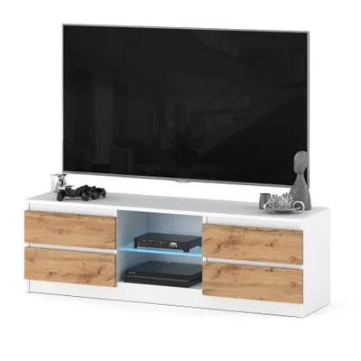 Zdjęcie produktu dla Szafka RTV 138 cm AGA biała wotan matowa pod telewizor 4 szuflady do salonu