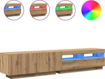 Produktbild von TV-Schrank mit LED-Leuchten Artisan-Eiche 200x35x40 cm