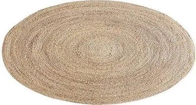 Produktbild von Unyqoos® Seegras-Teppich, handgefertigt aus 100% natürlichem Seegras (Wasserhyazinthe), Natur, Ø 100 cm
