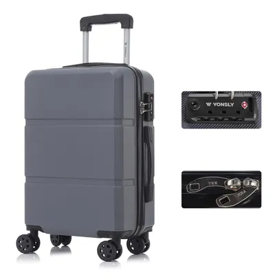 Produktbild von yonsly Premium Reisekoffer TSA-Schloss,YKK-Reißverschluss Hartschalen-Koffer Trolley Kabinenkoffer Rollkoffer Suitcase Handgepäck (Grau, L)