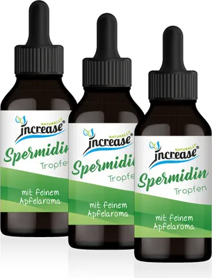 Produktbild von Nimm 3, zahl 2 Aktion Liposomale Spermidin Tropfen hochdosiert - 6mg Spermidin pro Tag (18.000mg Spermidin in 3 Flaschen) - Keto MCT Öl - Apfel