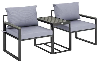 Obrázok produktu pre Sada záhradného nábytku na balkón, 3-dielna: 2 stoličky a stôl | Farba: sivá | Rozmery: 63x64x63 cm