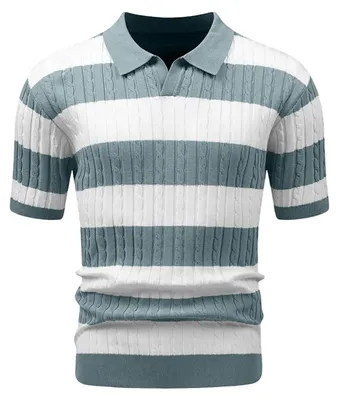Imagen del producto de Camiseta de manga corta a rayas, color verde elegante, para hombre, marca HYPESTFIT