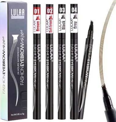 Produktbild von 3D Tattoo Augenbrauen Stift Pen Microblading Wasserfest 24h Gabelspitze 4 Farben, Farbton:Grau #04