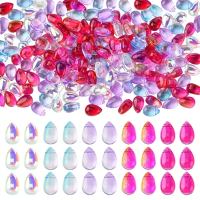 Glasperlen Tropfenform für Sonnenfänger, rosa, 200 Stück