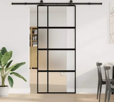 Produktbild von Cloris DesignMöbel Schiebetür mit Beschlag 90x205cm Hartglas und Aluminium - Haustüren DE282186