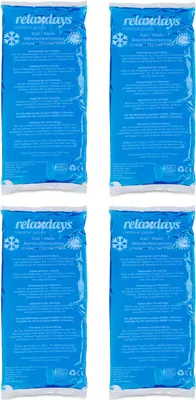 Image de Coussins réfrigérants Relaxdays, lot de 4, compresses chaudes et froides, 12 x 29 cm, premiers secours, compresses réfrigérantes en gel réutilisables, bleu