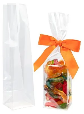 Produktbild von Flachbodenbeutel Transparent mit Bodenblatt 5x5x21cm (50 Stück)