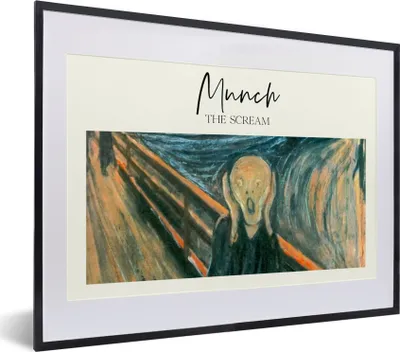 Produktbild von MuchoWow® Gerahmtes Poster Der Schrei - Munch - Alte Meister 40x30 cm - Poster mit Schwarzem Bilderrahmen Wandposter Rahmen Foto Bilder - Bilderrahmen - Poster im Rahmen
