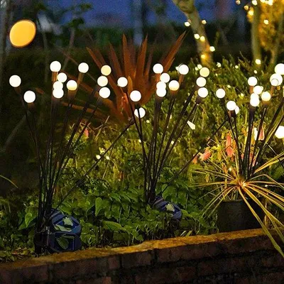 Obrázek produktu pro 3 solární lampy pro venkovní použití, ideální na terasy a do zahrad, vytvářejí příjemnou atmosféru, dekorativní design, vhodné pro trávníky, 6 světel s konstantním teplým světlem