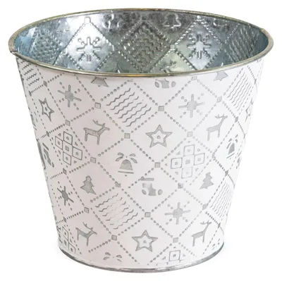 Immagine prodotto di Vaso rotondo per piante, in argento Ø 12x11 cm, fioriera in metallo