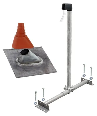 Produktbild von PremiumX BASIC TV SAT Dachsparrenhalter 100cm Mast Blei-Ziegel Set rot